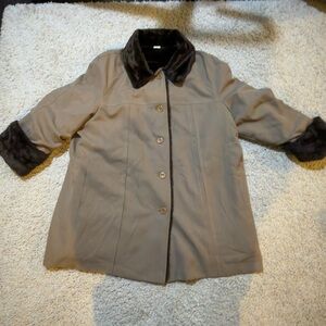 Tan Trench Coat with Black Accents